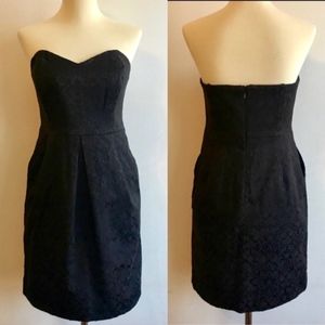 EUC Silence + Noise Black Jacquard Strapless Dress